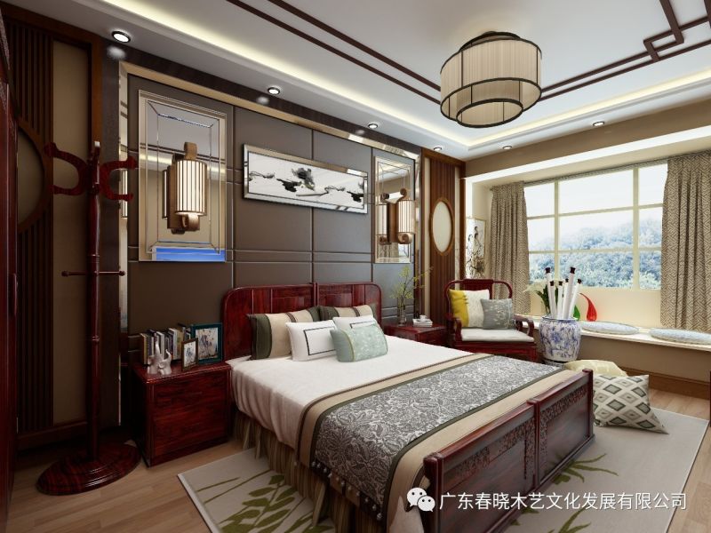 春曉木藝紅木家具全屋定制案例全景賞析——廣州保利天悅凈面積82.16M2居室(圖7)