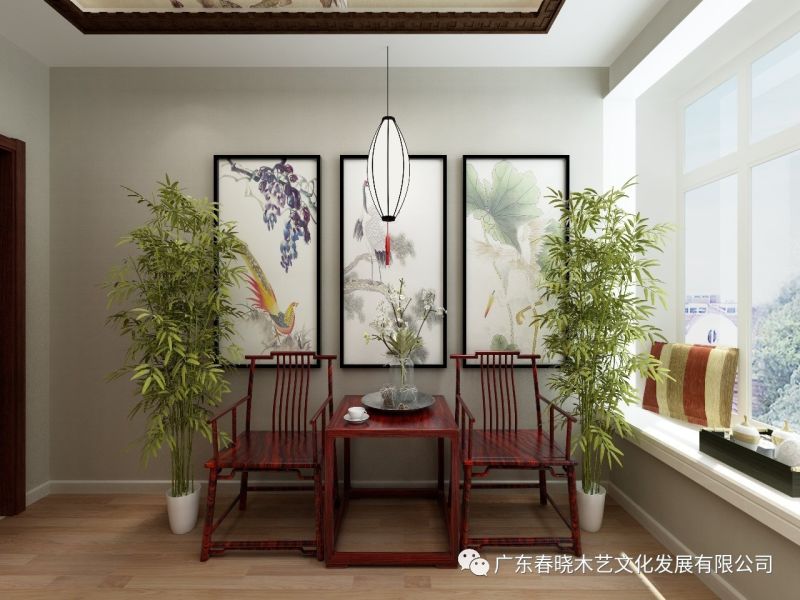 春曉木藝紅木家具全屋定制案例全景賞析——廣州保利天悅凈面積82.16M2居室(圖12)