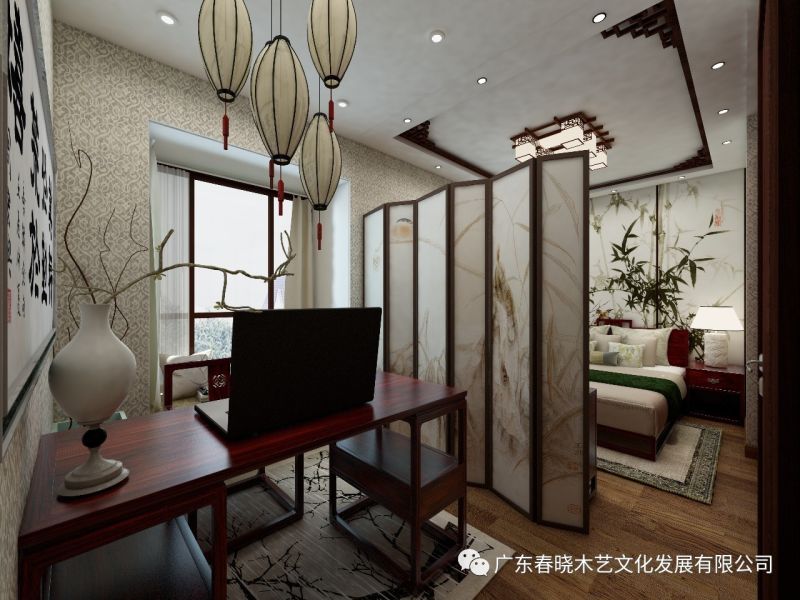 現(xiàn)代居室中的禪風(fēng)意境 ——萬科尚城凈面積88m2復(fù)式紅木家具全屋定制案例賞析(圖9)